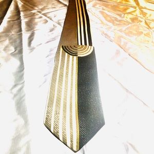 ❤️ Bella Gio Gold White Black Striped luxury Tie